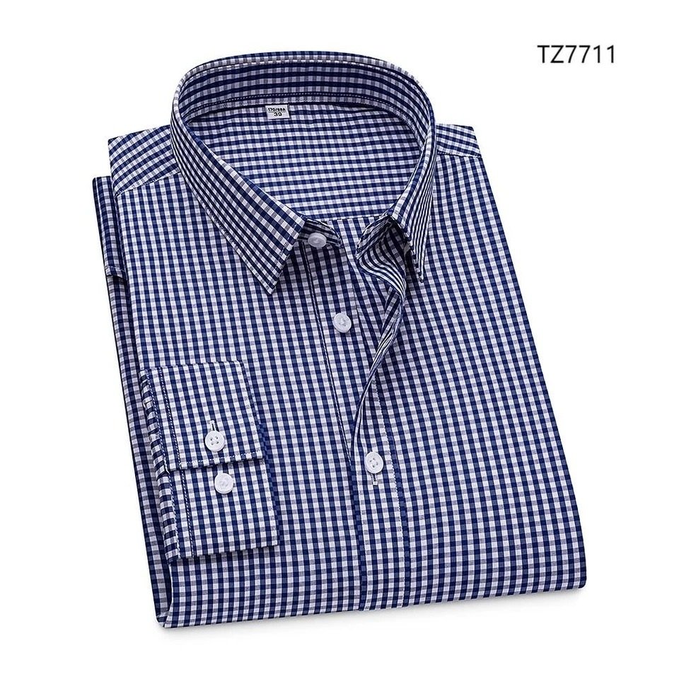 Men's Formal Navy & White Check Shirts Fashionable Long Sleeve Smart Looking Fashion Shirts