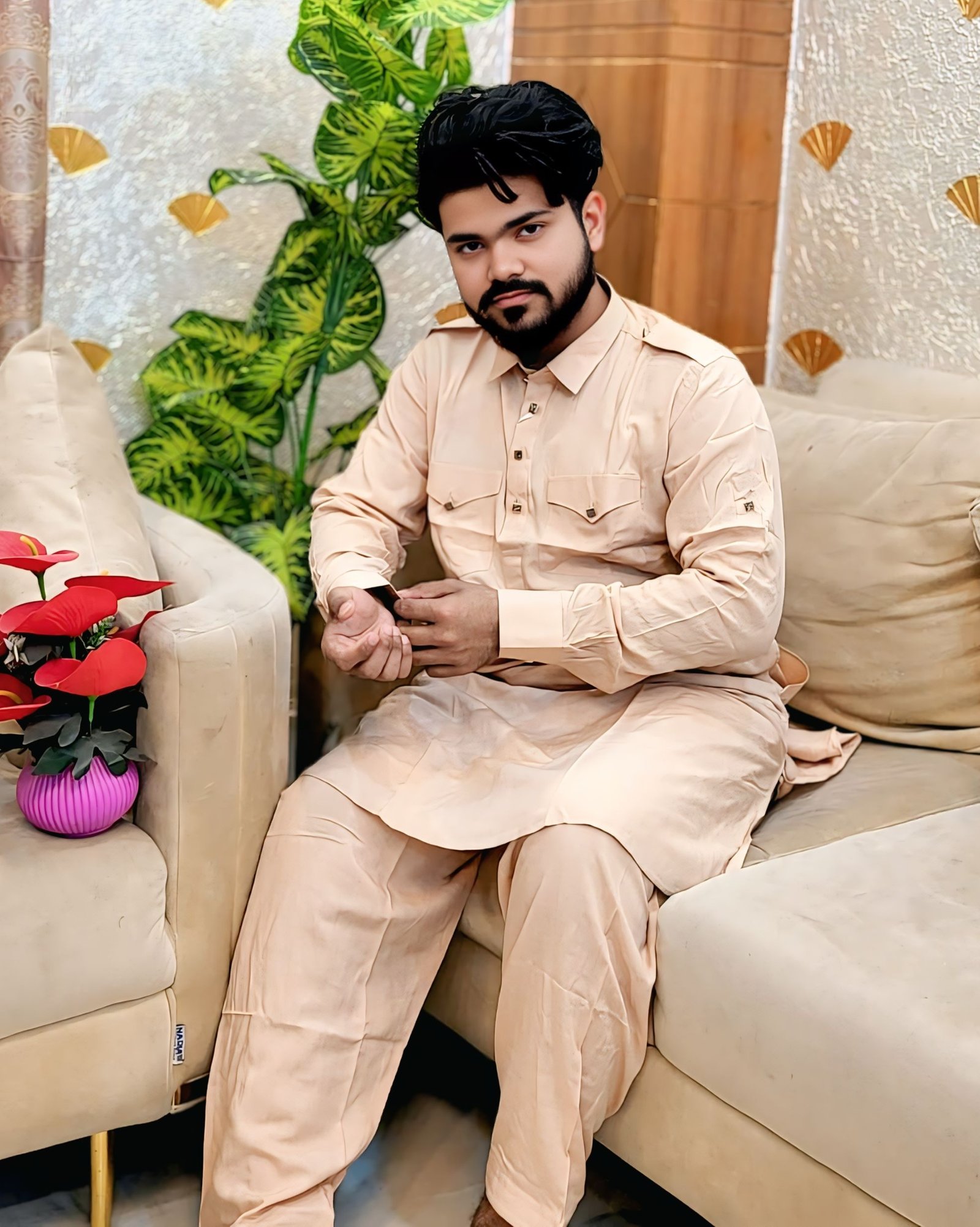 Special Men’s Solid Color Kabli Set Panjabi3